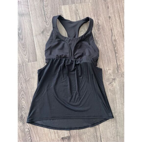 Lululemon Women Top Black Poly Blend Sleeveless 2 in 1 Run Active Tank Top size - Picture 1 of 5